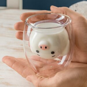 Pahar dublu ,interior in forma de Porcusor 260ml